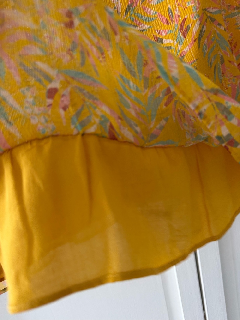 Sezane Silk Metallic Floral Mini Skirt Yellow Tie Front size FR 40/ US 6-8 - Picture 11 of 14